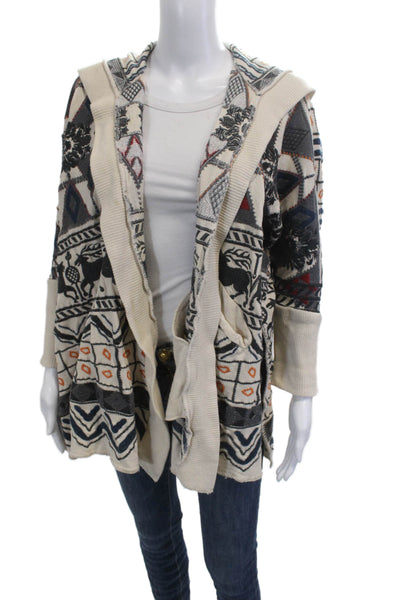 Biya Unisex Beige Aztec Geometric Cotton Cardigan Long Sleeve Size XS