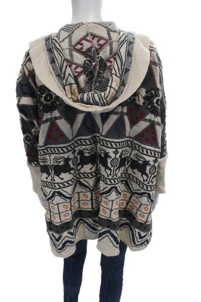 Biya Unisex Beige Aztec Geometric Cotton Cardigan Long Sleeve Size XS