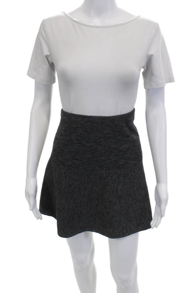Theory Womens A-Line Mini Skirt Dark Gray Wool Size M