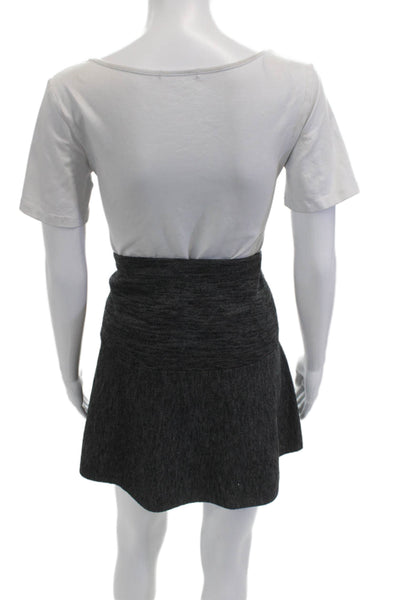 Theory Womens A-Line Mini Skirt Dark Gray Wool Size M