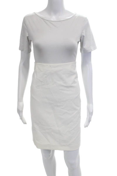 Armani Collezioni Womens Sheath T Shirt Dress White Cotton Elastane Zip Size 8