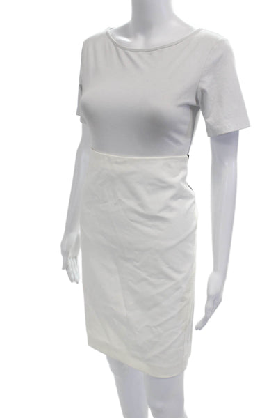 Armani Collezioni Womens Sheath T Shirt Dress White Cotton Elastane Zip Size 8
