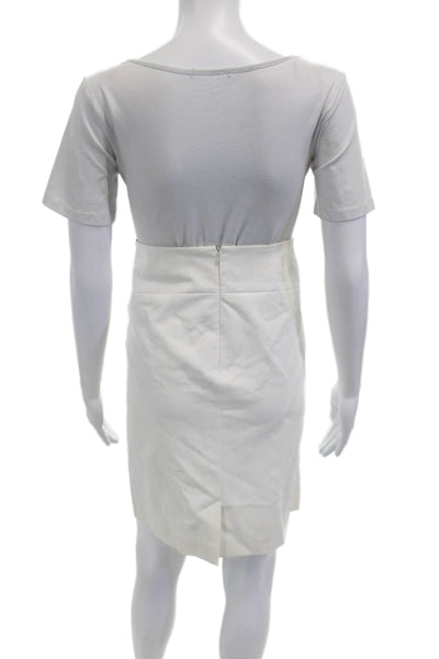 Armani Collezioni Womens Sheath T Shirt Dress White Cotton Elastane Zip Size 8