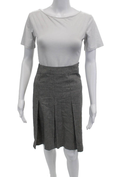 Les Copains Womens Pleated Check Skirt Black Size 42