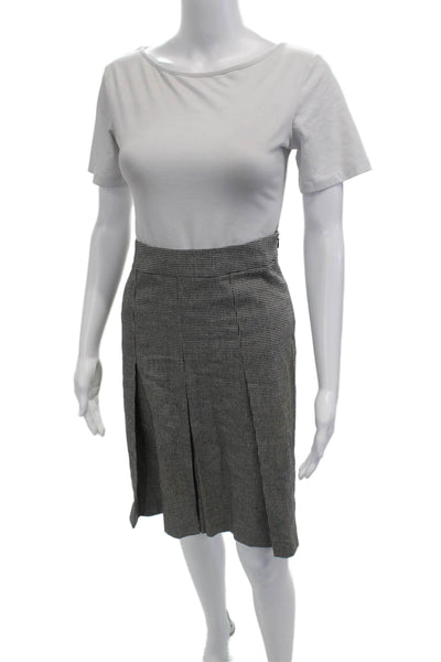 Les Copains Womens Pleated Check Skirt Black Size 42