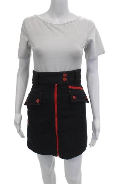Marc Jacobs Women Mini Cargo Wool Skirt Black Size 8