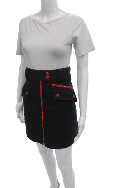 Marc Jacobs Women Mini Cargo Wool Skirt Black Size 8