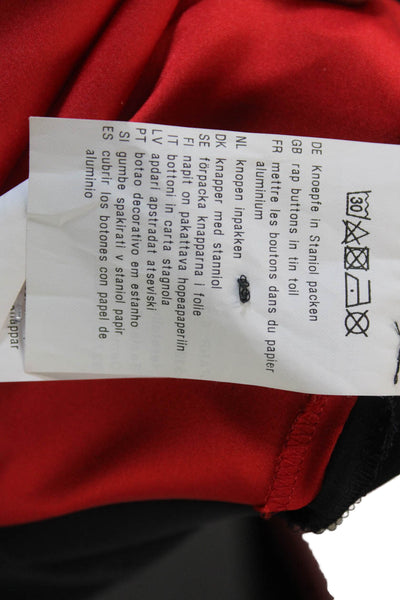 BASLER Women Red Striped Short Sleeve Button Round Neck Blouse Size 42