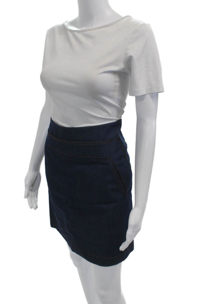 Akris Punto Women Straight Pencil Skirt Dark Blue Size 6