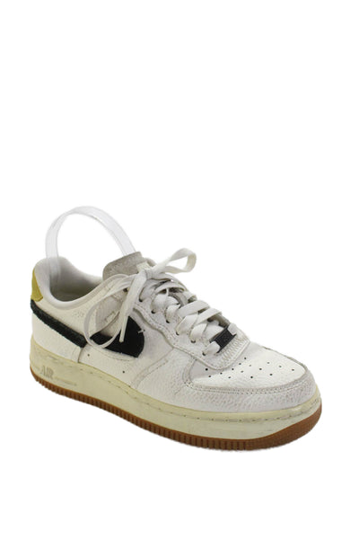 Nike Womens Leather Air Force 1 Sneakers White Vandalized Black Size 7.5