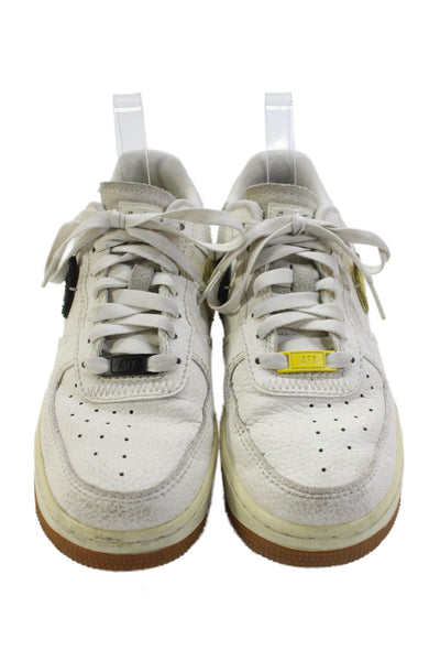 Nike Womens Leather Air Force 1 Sneakers White Vandalized Black Size 7.5