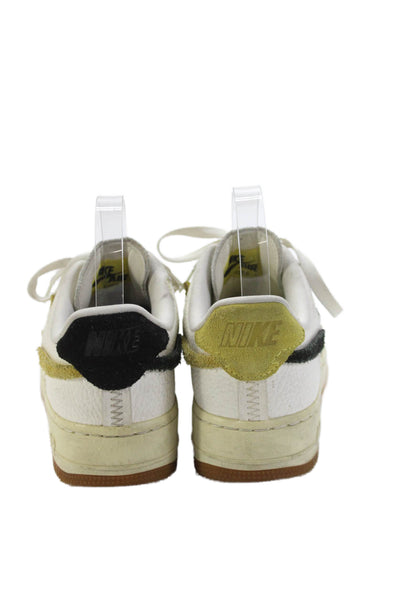 Nike Womens Leather Air Force 1 Sneakers White Vandalized Black Size 7.5