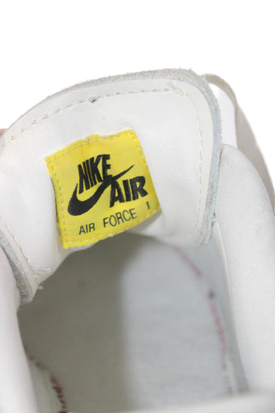 Nike Womens Leather Air Force 1 Sneakers White Vandalized Black Size 7.5