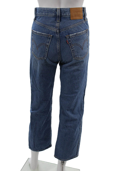 Levis Unisex Ankle Straight Jeans Blue High Rise 25in Inseam Size 24