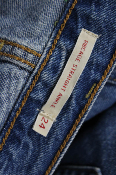 Levis Unisex Ankle Straight Jeans Blue High Rise 25in Inseam Size 24