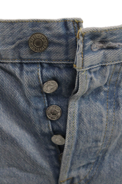 Levis Unisex Shorts Light Blue 100% Cotton Solid 90s Size 24