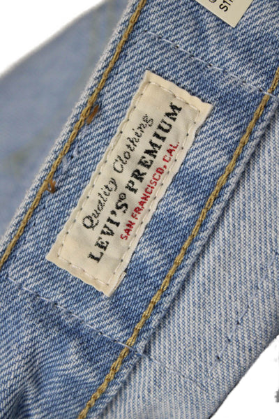Levis Unisex Shorts Light Blue 100% Cotton Solid 90s Size 24
