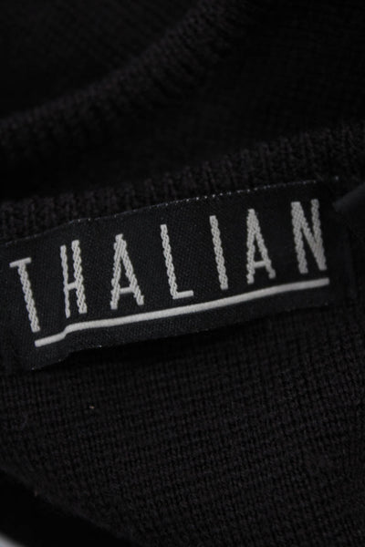 Thalian Unisex Black 100% Wool Pullover Crew Neck Long Sleeve Sweater Size S