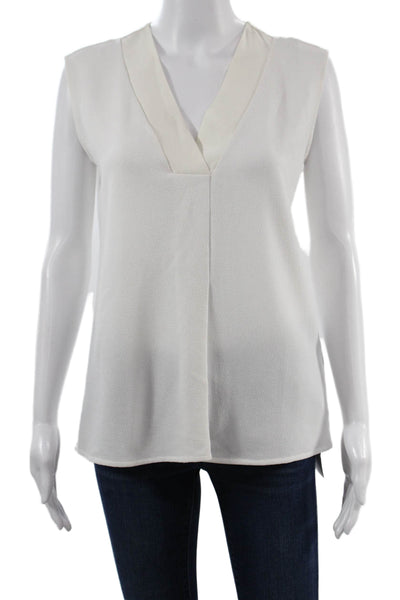 Boss Hugo Boss Women Basic V-Neck Sleeveless Blouse White Size S
