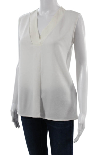 Boss Hugo Boss Women Basic V-Neck Sleeveless Blouse White Size S