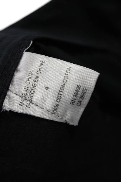 Theory Womens Cropped Dress Pants Black Cotton Button 25 Inseam Size 4