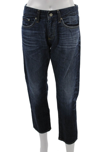 AG Adriano Goldschmied Women Cropped Dark Blue Mid Rise Jeans Petite Size 27