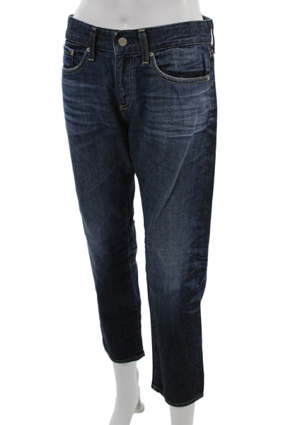 AG Adriano Goldschmied Women Cropped Dark Blue Mid Rise Jeans Petite Size 27