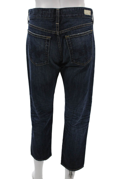 AG Adriano Goldschmied Women Cropped Dark Blue Mid Rise Jeans Petite Size 27