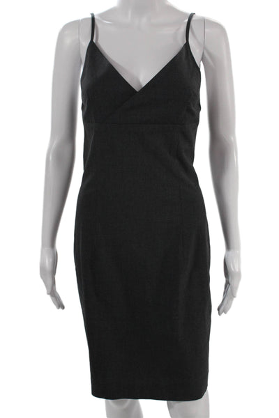 Madison Brown Womens Black Sheath Slip Dress V-Neck Sleeveless Short Size 8