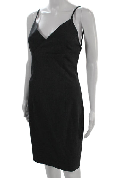 Madison Brown Womens Black Sheath Slip Dress V-Neck Sleeveless Short Size 8