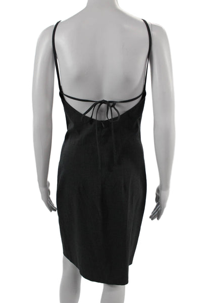 Madison Brown Womens Black Sheath Slip Dress V-Neck Sleeveless Short Size 8