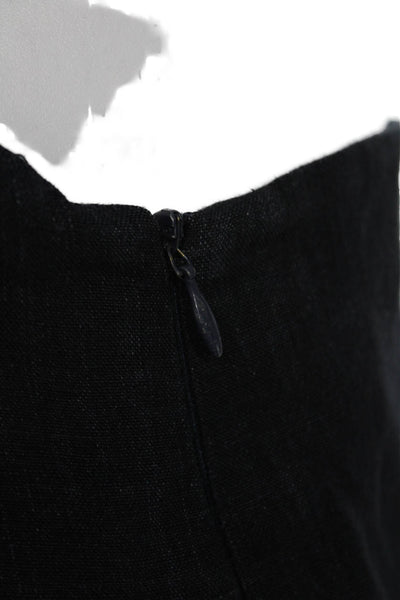 Renato Nucci Women Shift Tank Dress Black Linen V-Neck Button Sleeveless Size 4