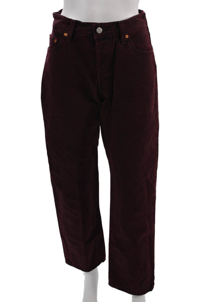 Levis Mens Straight Jeans Purple High Rise Button 100% Cotton Size 24
