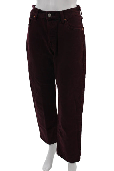Levis Mens Straight Jeans Purple High Rise Button 100% Cotton Size 24