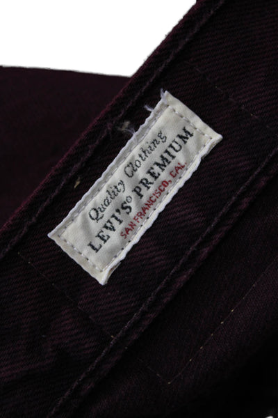 Levis Mens Straight Jeans Purple High Rise Button 100% Cotton Size 24