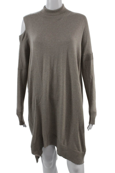 Allsaints Womens Sweater Dress Gray Mock Neck Long Sleeve Cotton Rayon Size S