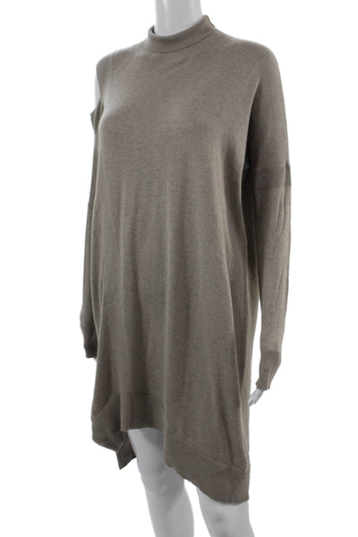 Allsaints Womens Sweater Dress Gray Mock Neck Long Sleeve Cotton Rayon Size S