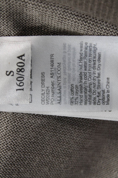 Allsaints Womens Sweater Dress Gray Mock Neck Long Sleeve Cotton Rayon Size S