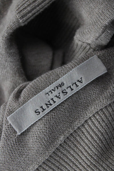 Allsaints Womens Sweater Dress Gray Mock Neck Long Sleeve Cotton Rayon Size S