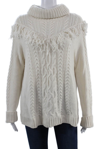 Joie Unisex Pullover Turtleneck Beige Wool Cashmere Sweater Long Sleeve Size S