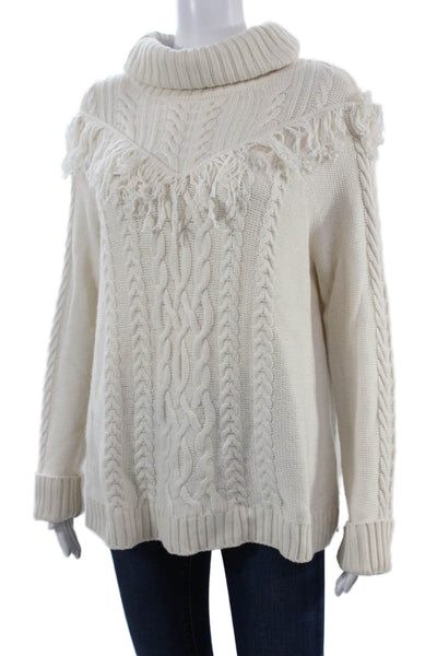 Joie Unisex Pullover Turtleneck Beige Wool Cashmere Sweater Long Sleeve Size S