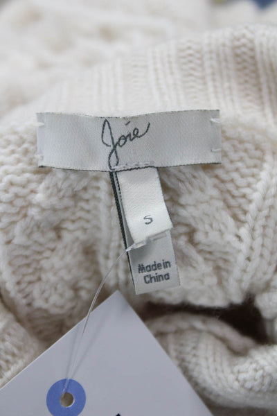 Joie Unisex Pullover Turtleneck Beige Wool Cashmere Sweater Long Sleeve Size S