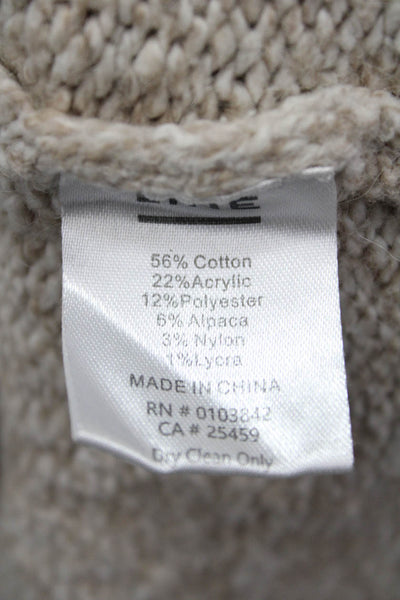 Line Unisex Pullover Sweater Beige Turtleneck Long Sleeve Size S