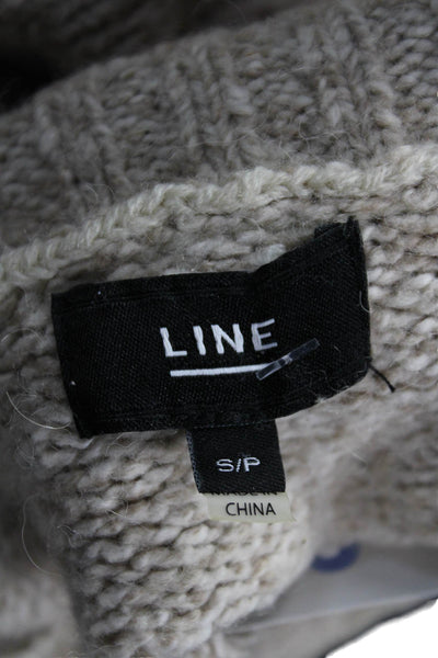 Line Unisex Pullover Sweater Beige Turtleneck Long Sleeve Size S