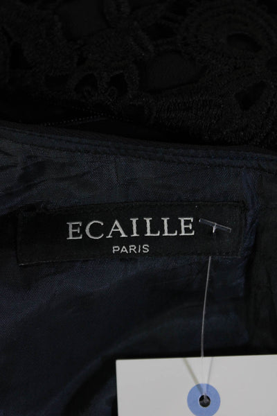 Ecaille Paris Women Pencil Sheath Dress Black Floral Long Sleeve Size S