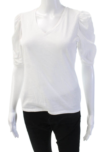 Generation Love Womens V-Neck White 3/4 Sleeve Cotton Tee Size S