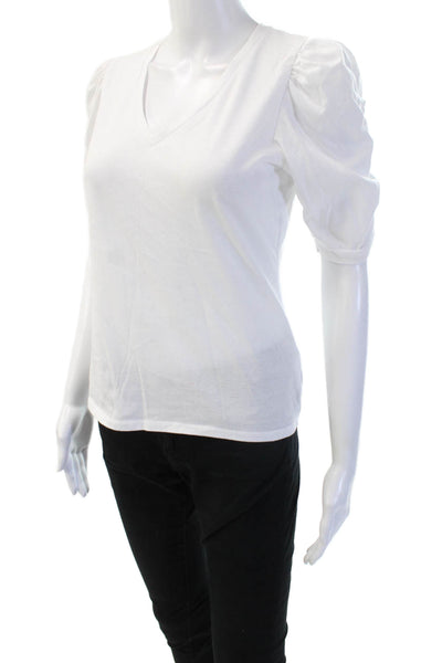 Generation Love Womens V-Neck White 3/4 Sleeve Cotton Tee Size S