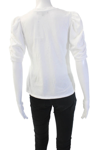 Generation Love Womens V-Neck White 3/4 Sleeve Cotton Tee Size S