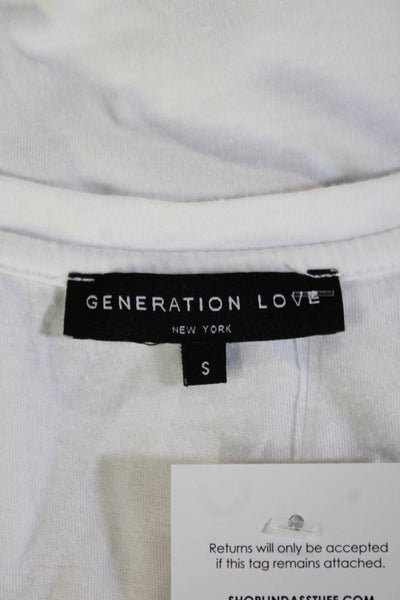 Generation Love Womens V-Neck White 3/4 Sleeve Cotton Tee Size S