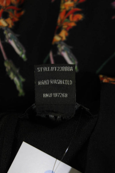 Gracia Women Black Floral Sleeveless Round Neck Blouse Polyester Spandex Size S